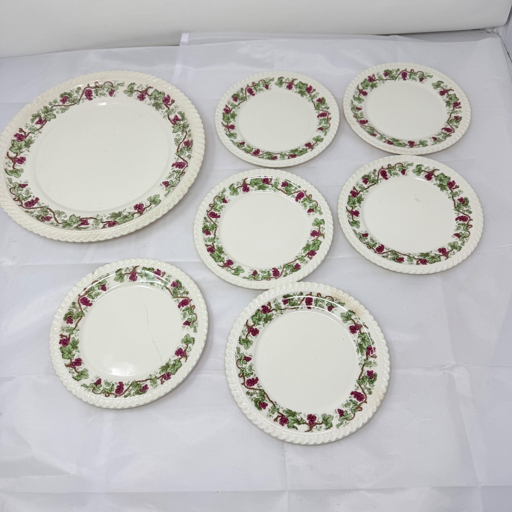 Harker Pottery Co Grapevine royal gadroon 1 10" 6 6" plates *flaws*